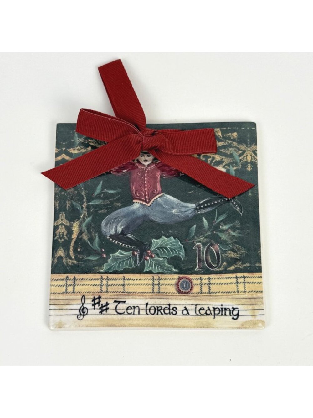 Kate McRostie 12 Days of Christmas Decorative Tile Ten Lords Leaping